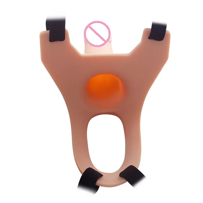 Hollow Strap-On Curved Silicone Male Enhancement Toy — Realistic Texture and Maximum Stimulation