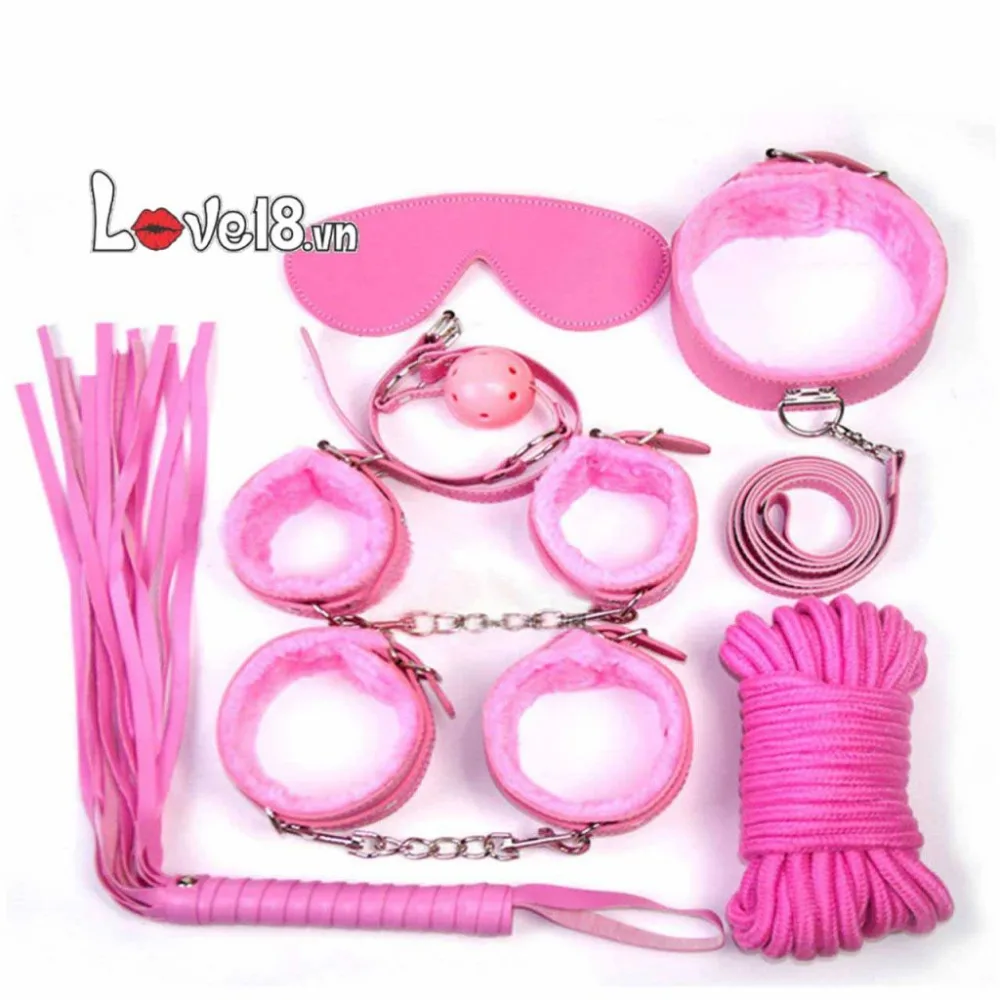 7-Piece Pink BDSM Toy Set Real Leather Metal — Exceptional Quality & Design