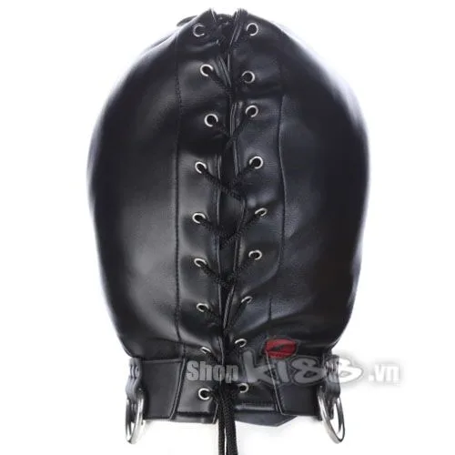 Black Demon Face Mask Zipper Mouth BDSM Accessory — hình 3