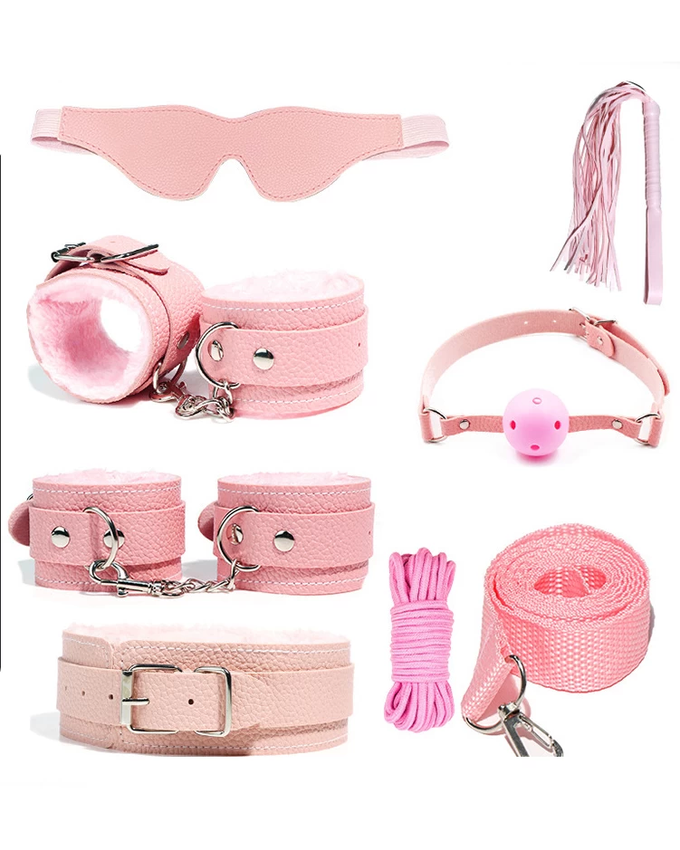 BDSM Combo 7-Piece Set Colorful Bondage Accessories — Classic and Exciting Accessories to Ignite Desire
