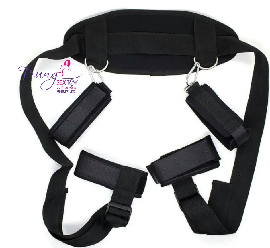 BDSM Restraints Handcuffs Legs Bondage Set Black — hình 5