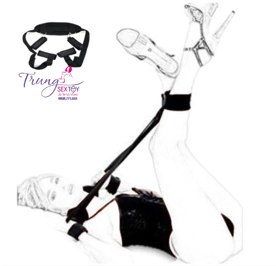 BDSM Restraints Handcuffs Legs Bondage Set Black — hình 3
