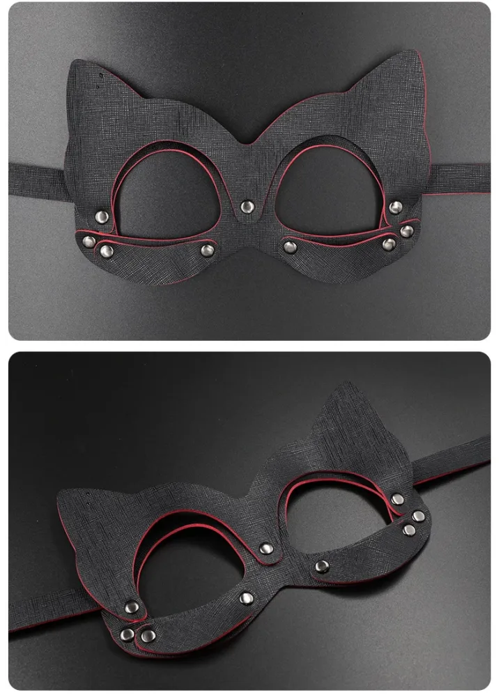Soft Leather Fox Mask Sexy Erotic BDSM Mystery Play — hình 3