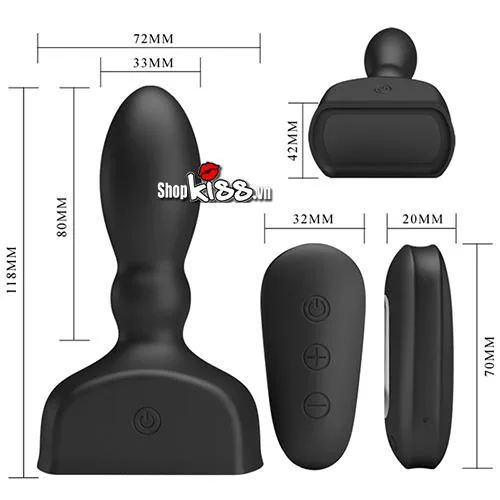 Prettylove Harriet Inflatable Remote Control Anal Vibrator — Its modern wireless remote control ensures a hassle-free
