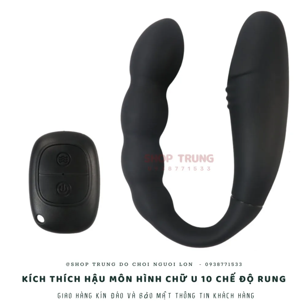 Remote Control U-Shaped Anal Vibrator with 10 Modes Black — hình 8