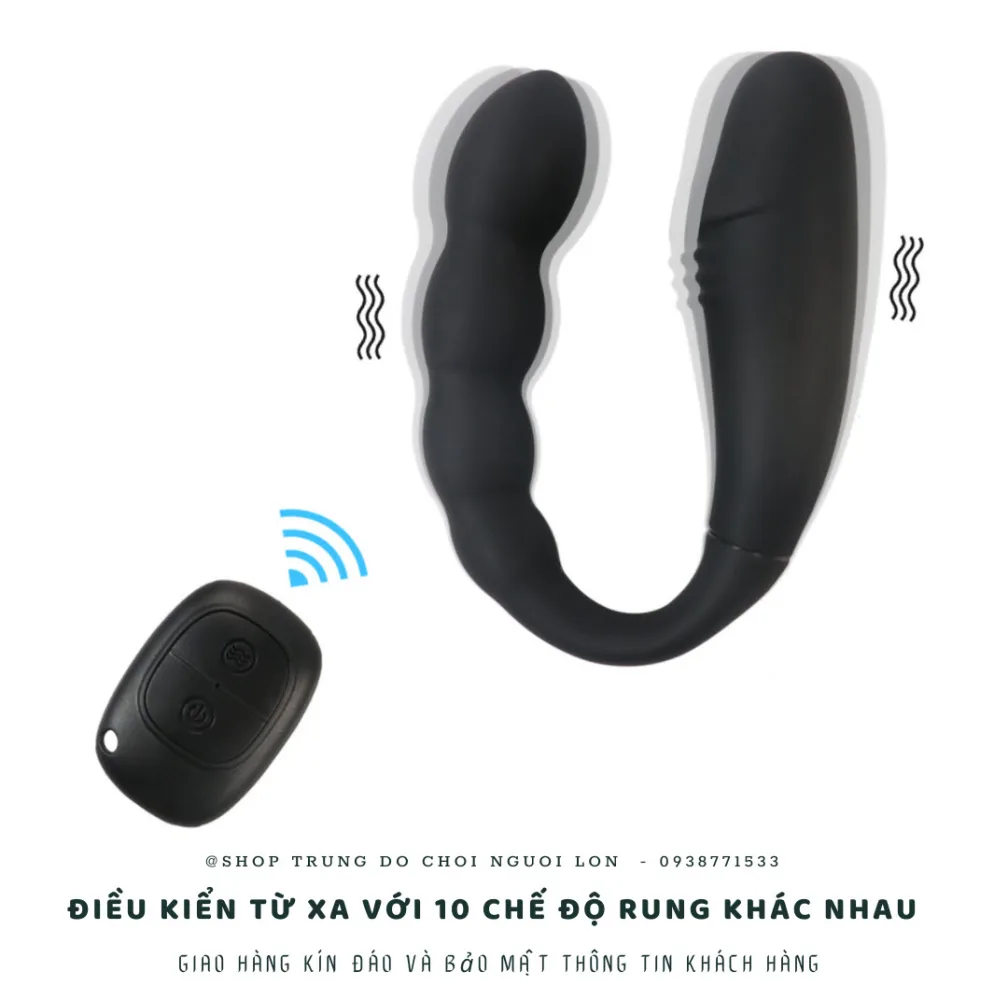Remote Control U-Shaped Anal Vibrator with 10 Modes Black — hình 7