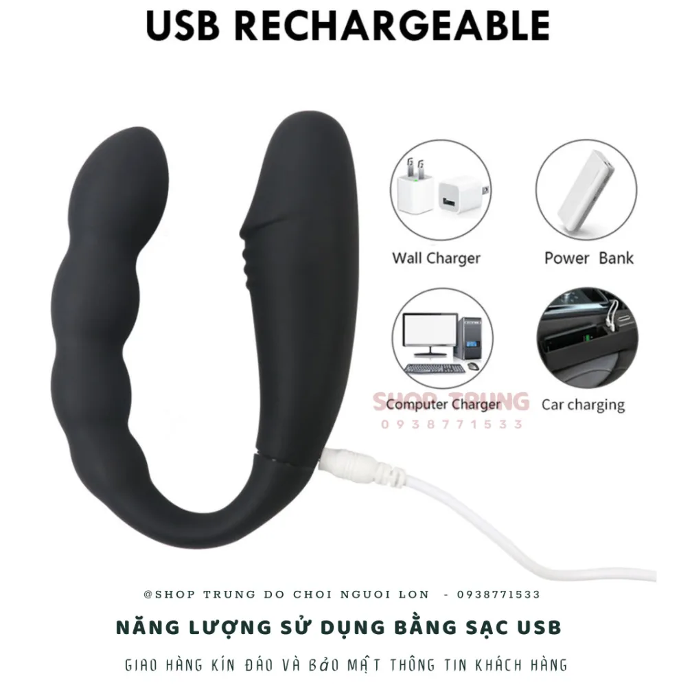 Remote Control U-Shaped Anal Vibrator with 10 Modes Black — hình 5