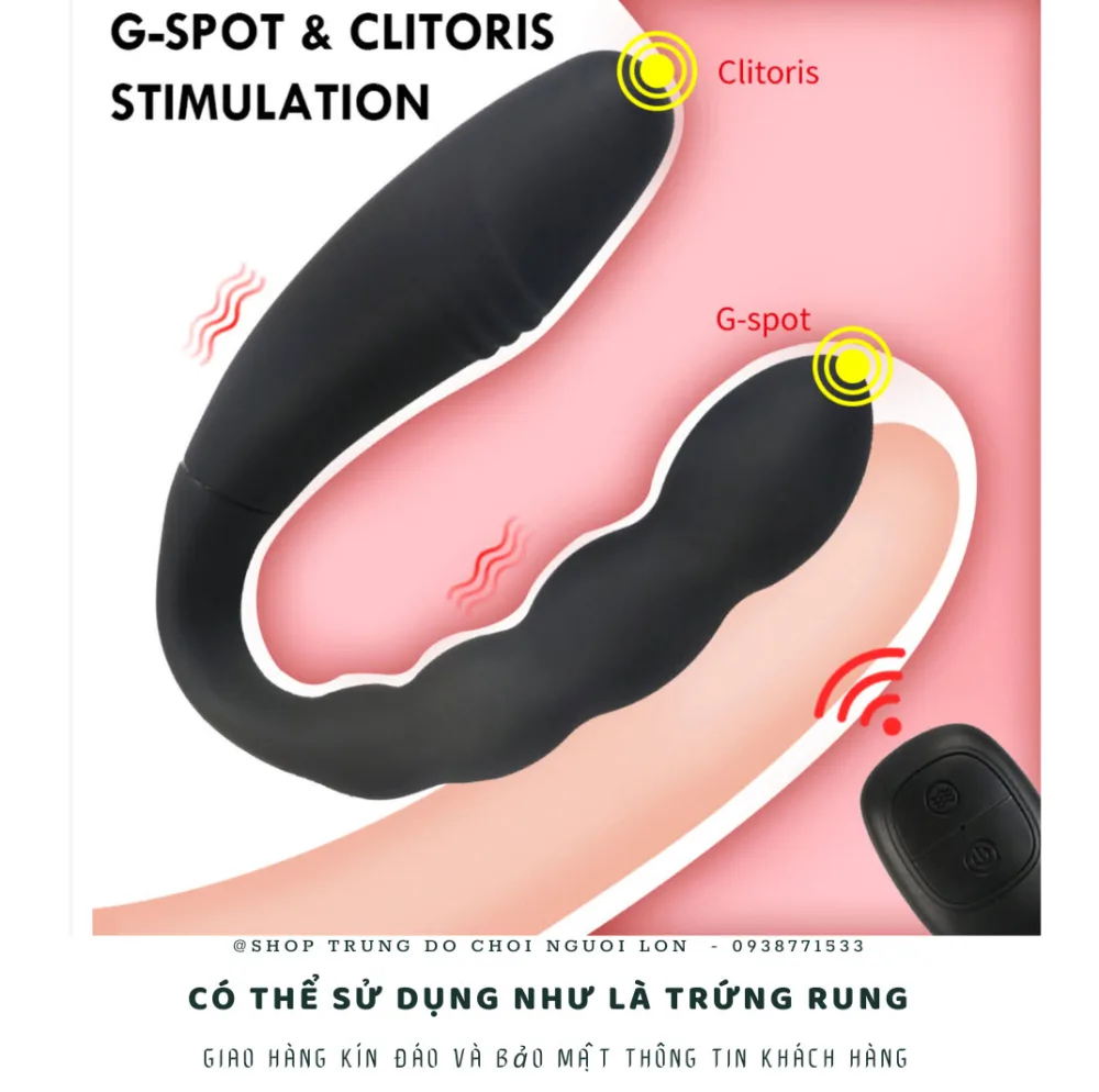 Remote Control U-Shaped Anal Vibrator with 10 Modes Black — hình 10