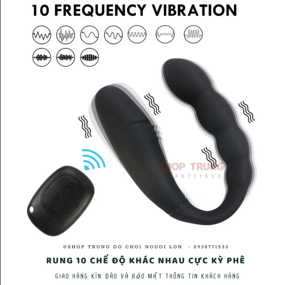 Remote Control U-Shaped Anal Vibrator with 10 Modes Black — hình 9
