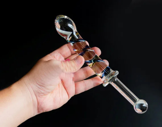 Double-Ended Glass Dildo Handheld Dual Stimulation Sensation — Elevate Intimate Moments