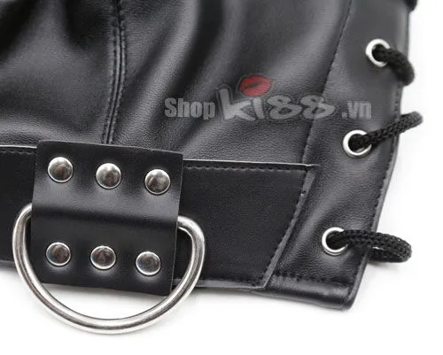 Black Demon Face Mask Zipper Mouth BDSM Accessory — hình 2