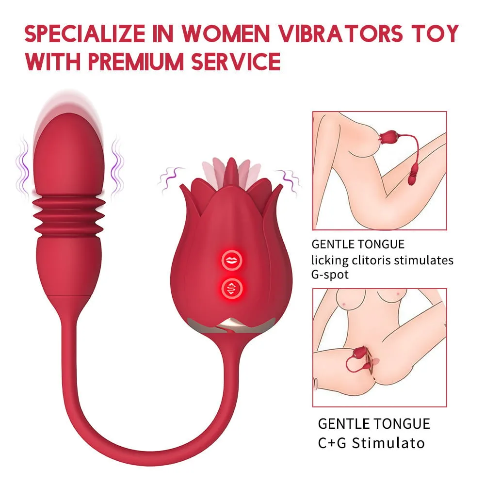 SHP1335 Flower-Shaped Thrusting Vibrator Warming Licking — hình 4