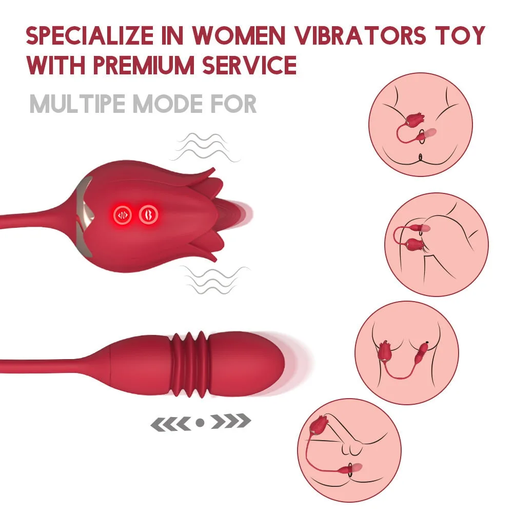 SHP1335 Flower-Shaped Thrusting Vibrator Warming Licking — hình 5