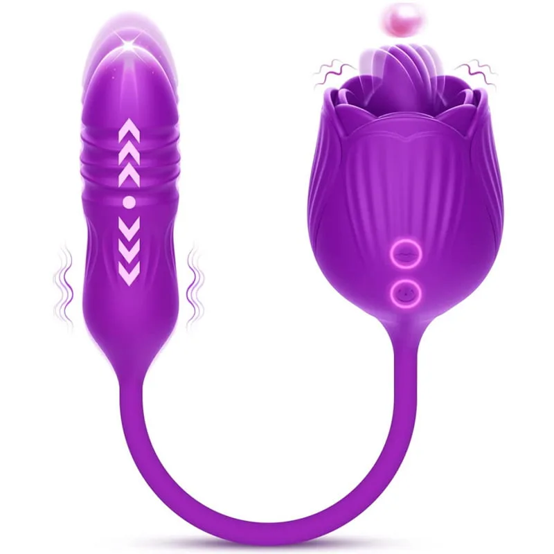 SHP1335 Flower-Shaped Thrusting Vibrator Warming Licking — hình 6