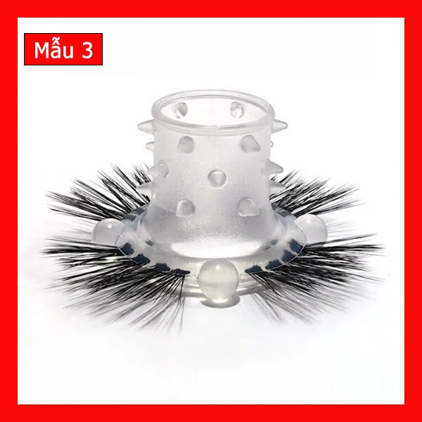 Silicone Textured Penis Sleeve with Goat Hair Ring Delay & — hình 3