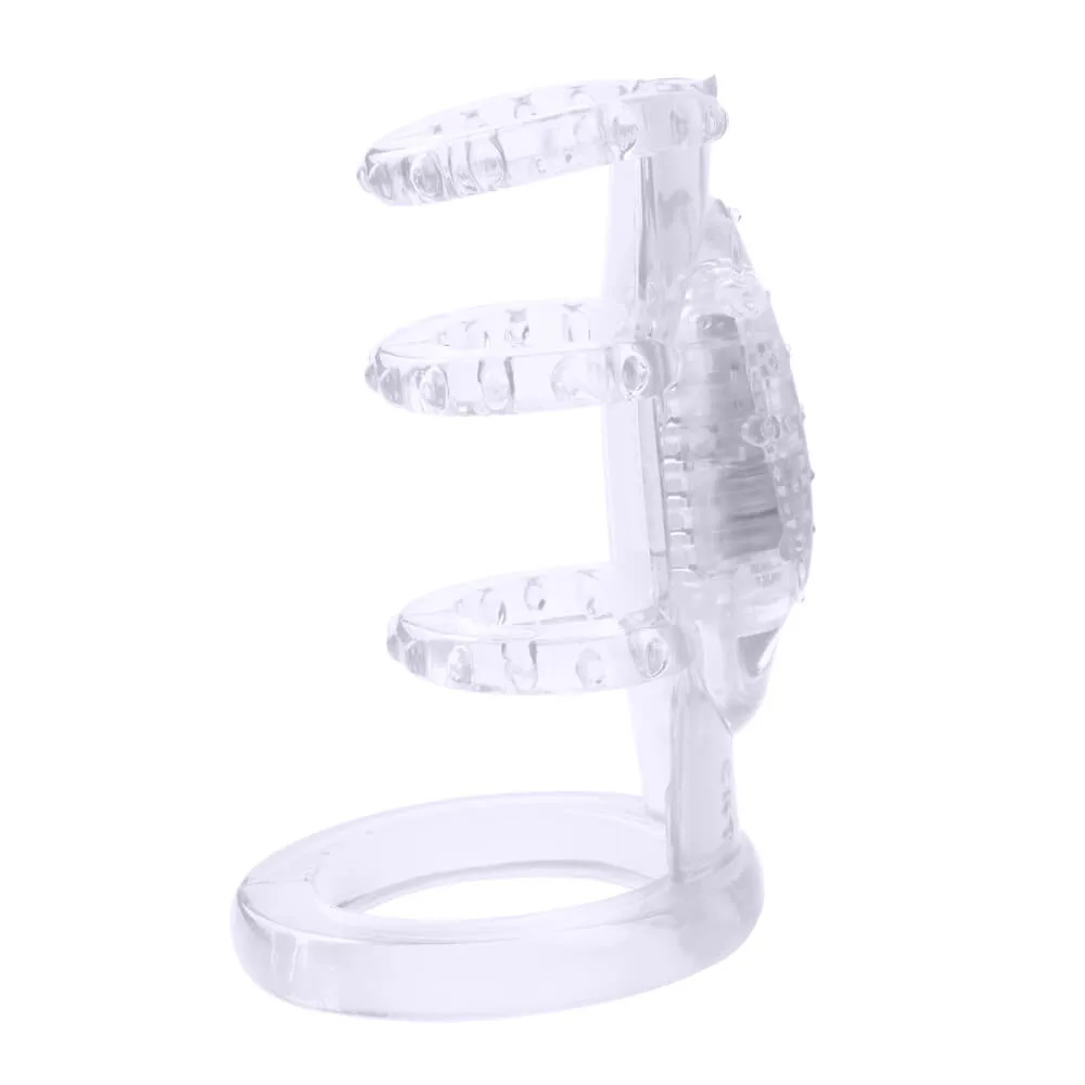 BD10D Silicone Vibrating Cock Strap Delay Ejaculation — Innovative Triple-Ring Design for Maximum Control