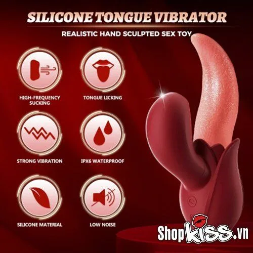 G-Spot Tongue Shaped Massager Clitoral Stimulator Silicone — hình 4
