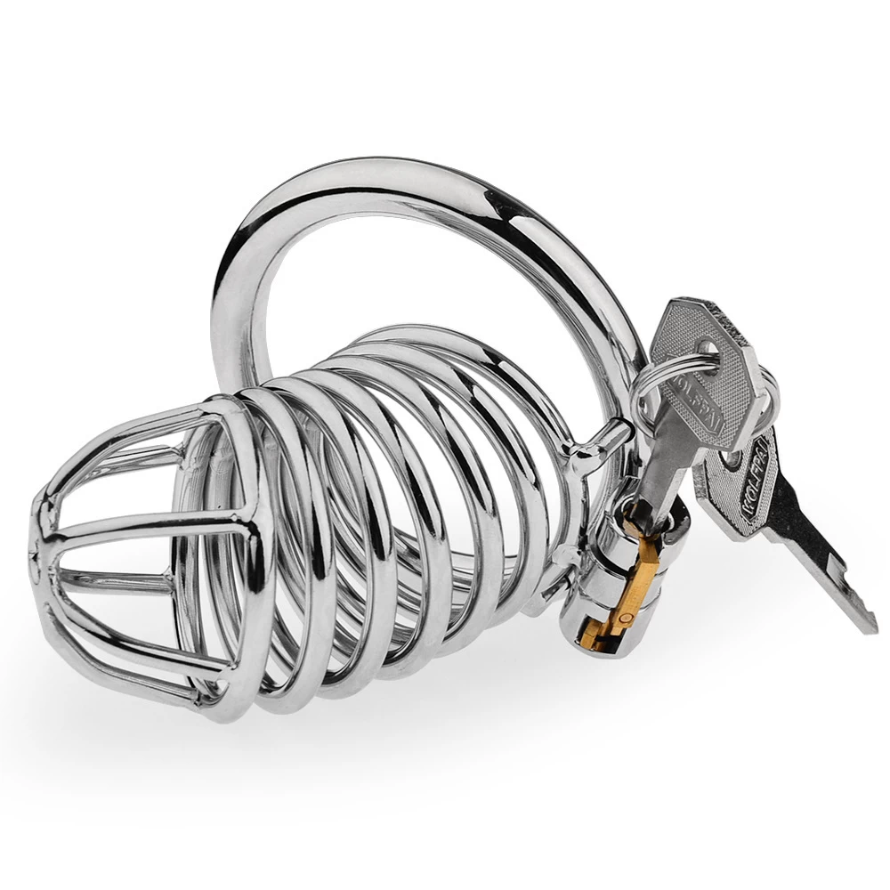Stainless Steel Male Chastity Cage Safe SM Toy — hình 6