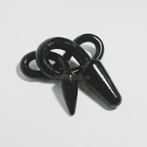 FAAK Double-ended Black Soft Silicone Dildo for Lesbians — The long, supple connector provides fluid motion that makes