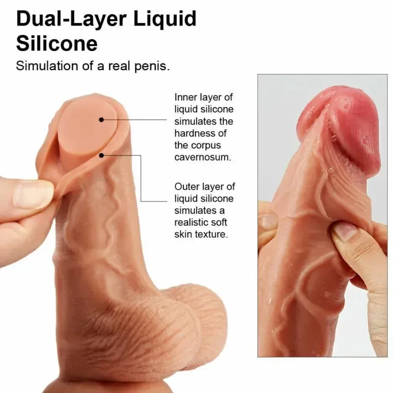 32cm Dual Layer Soft Realistic Silicone Male Dildo — hình 5
