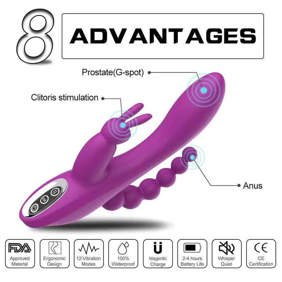 3in1 Private Packing G-Spot Anal Vibrator Waterproof — Exceptional 3-Branch Design for Total Sensation