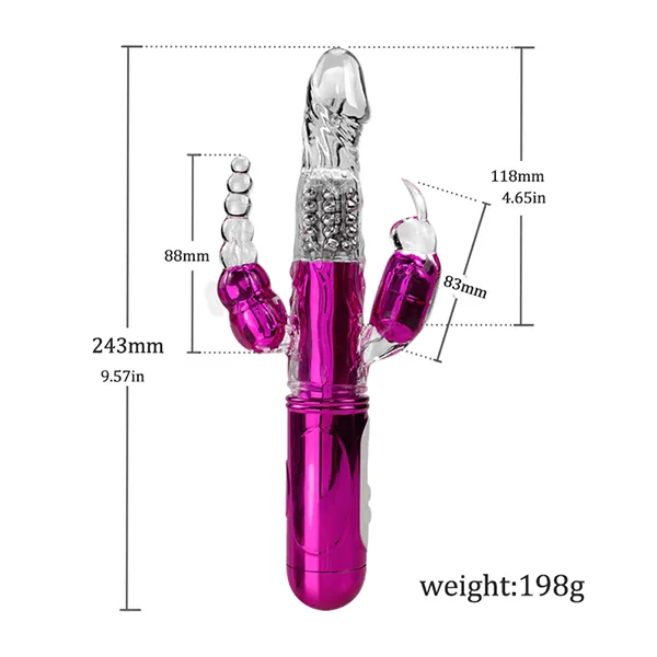 Ashura Triple-Headed Vibrating Dildo - Rotating & Thrusting — hình 3