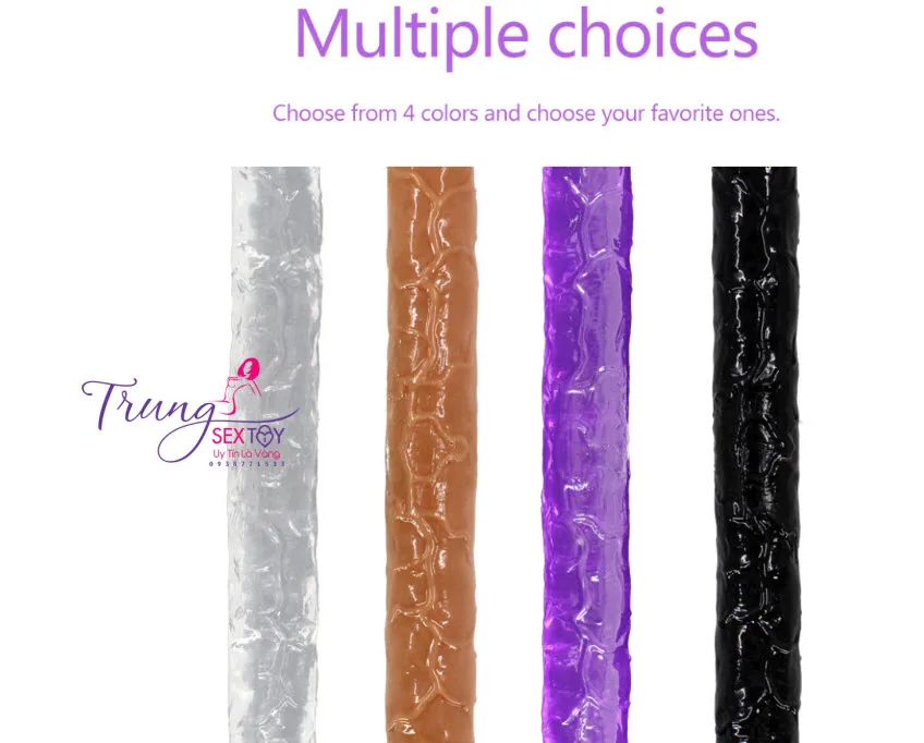 Double-Ended Dildo for Lesbian Couples Soft TPE in 4 Colors — hình 4