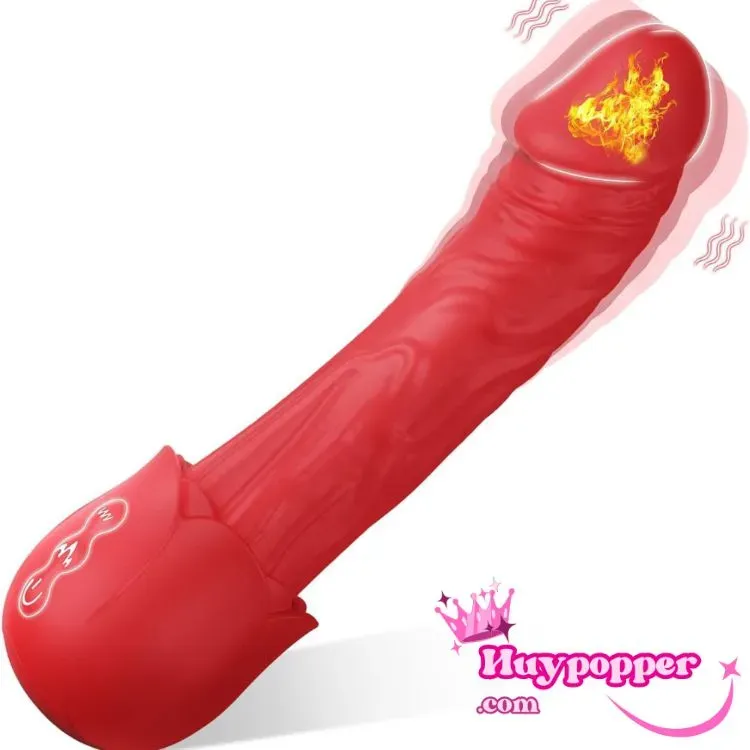 Rose Vibrating Handheld Silicone Dildo Waterproof — Crafted from ultra-soft, waterproof silicone, this