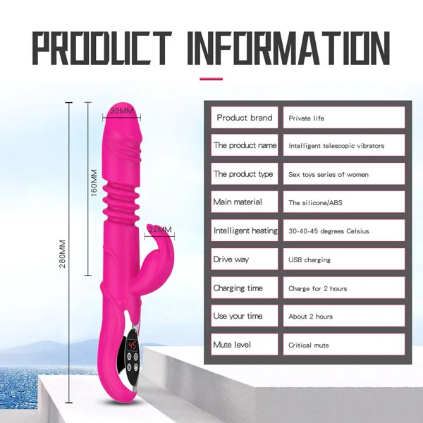 45 Degree Heated Rotating Vibrator Realistic Silicone Hong — hình 3