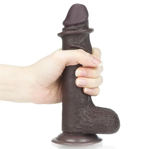 Black Wall Mount Realistic Silicone Suction Dildo 7inch — hình 7