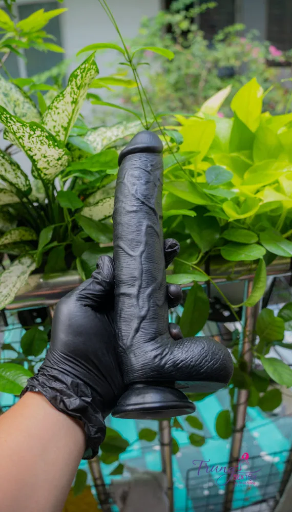 20*4cm Black Wall-Mounted Realistic Flexible Silicone Dildo — hình 6