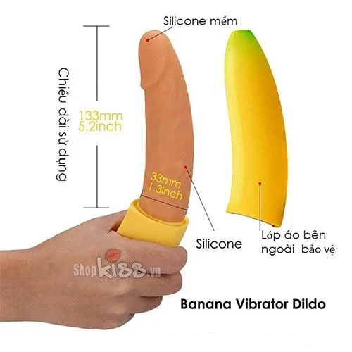 Banana Shaped Vibrating Realistic Silicone Dildo for Couples — hình 3
