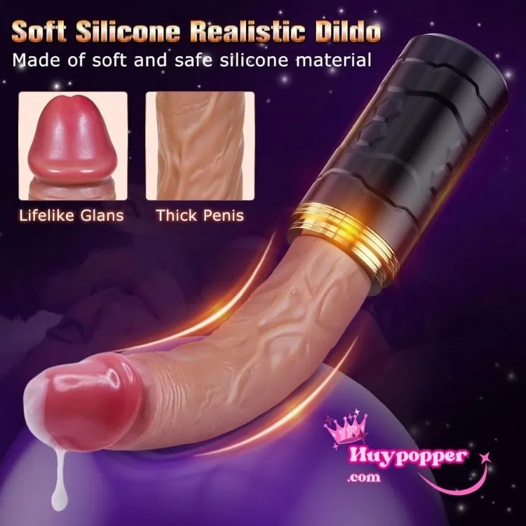 High Power Vibrating Telescopic Realistic Dildo with Remote — Soft Silicone for Comfort and Safety