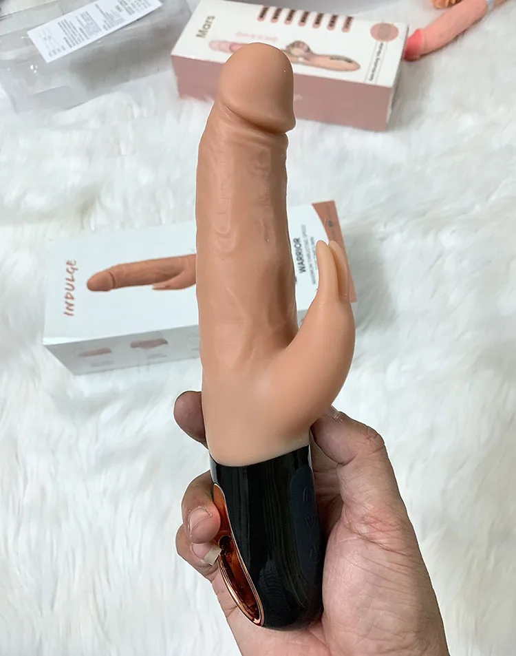 Powerful Thrusting Heating Vibrating Silicone Dildo 24.5cm — hình 6