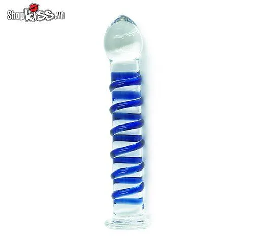 Glass Blue Spiral Realistic Dildo 3.3cm x 18cm — Dive into a world of pure, natural ecstasy with a product