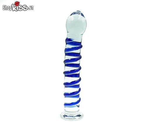 Glass Blue Spiral Realistic Dildo 3.3cm x 18cm — Designed for Maximum Pleasure