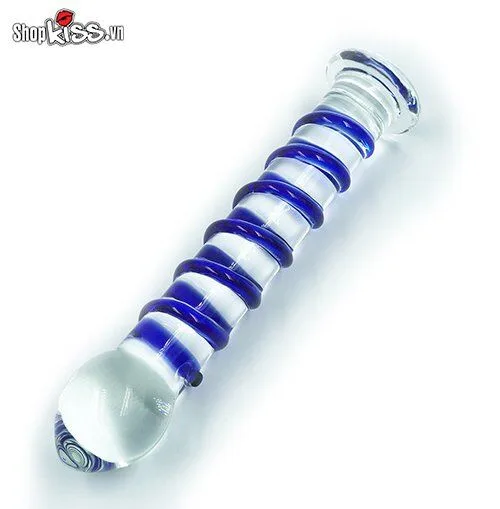 Glass Blue Spiral Realistic Dildo 3.3cm x 18cm — Exquisite Craftsmanship and Premium Quality