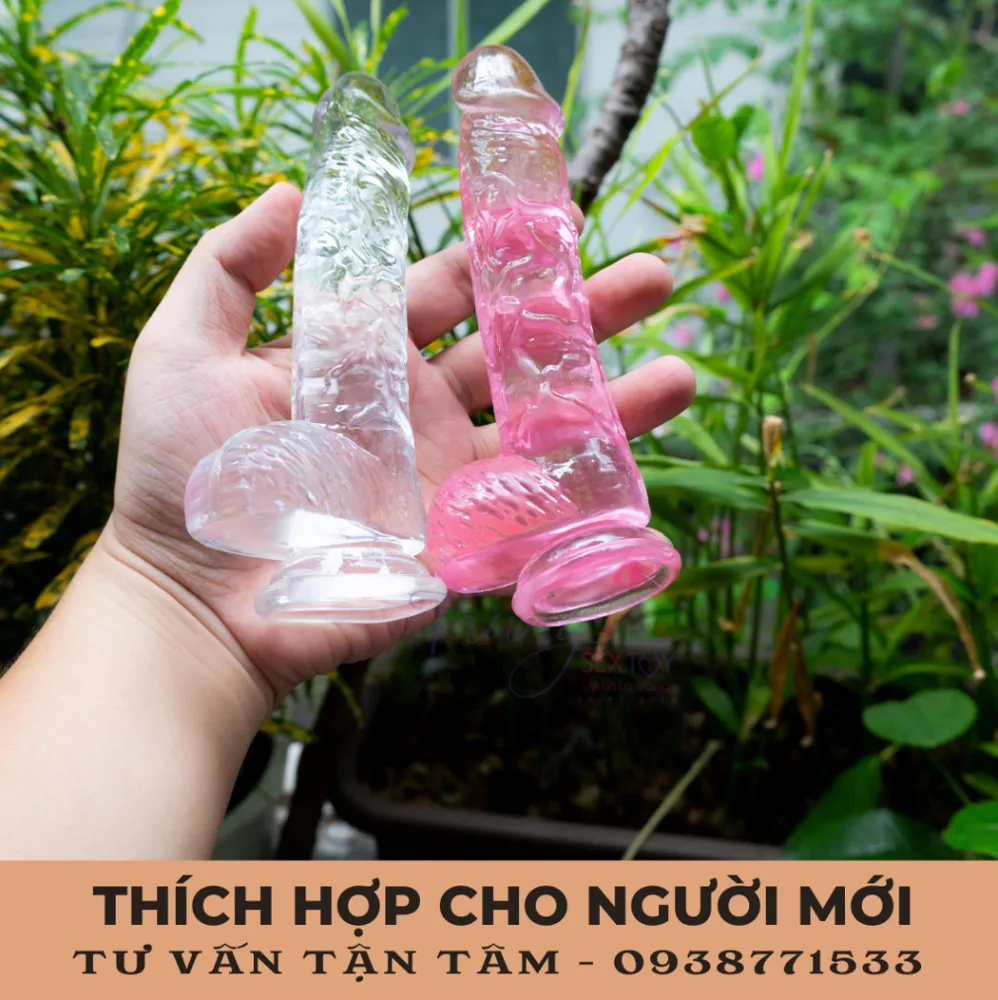 Transparent Colored Silicone Dildo 16cm Flexible — hình 7