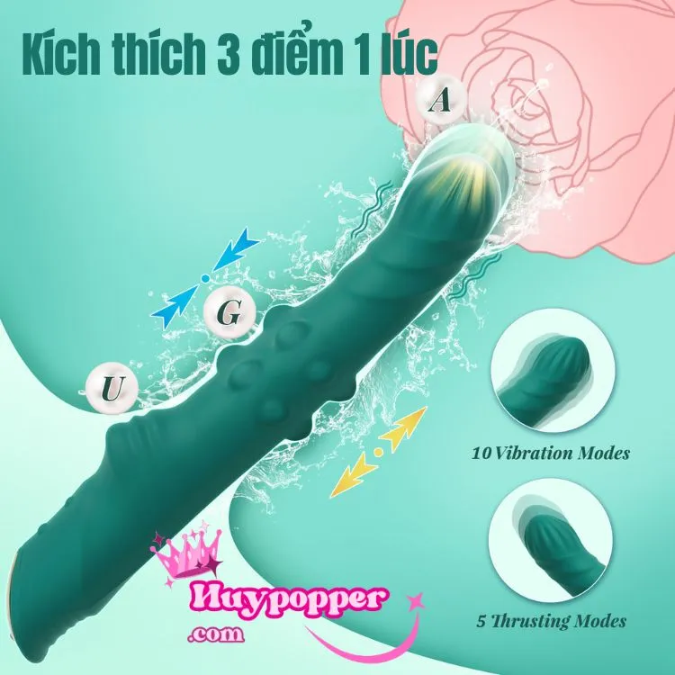 Green Premium Vibrating Rotating Thrusting Silicone Dildo — Design That Delights
