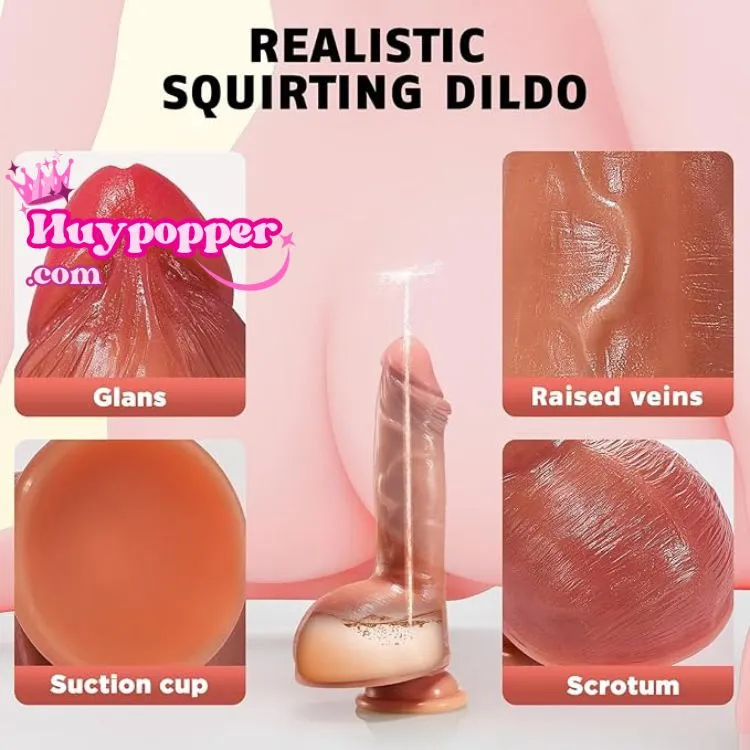 Realistic Ejecting Dildo – Soft Waterproof Silicone Design — hình 7