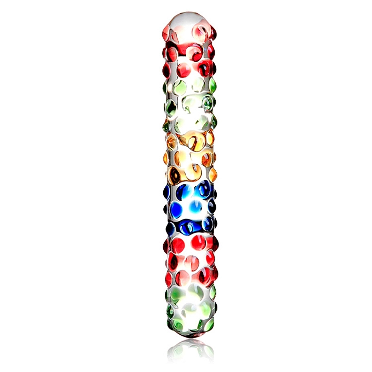 Handheld Borosilicate Glass Dildo - Colorful Stimulating — Unique Textured Design for Enhanced Sensations