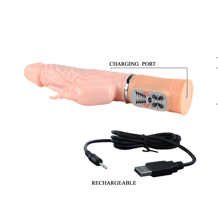 Silicone Vibrator Rotating Heating USB Rechargeable 225mm — Premium Silicone Material for Ultimate Comfort