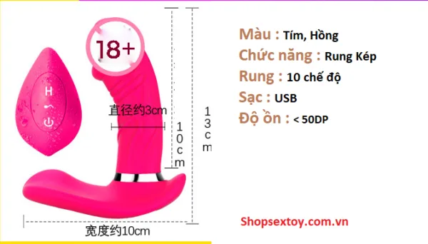 DV14 Remote Control Double Vibrating Soft Silicone Dildo — hình 3