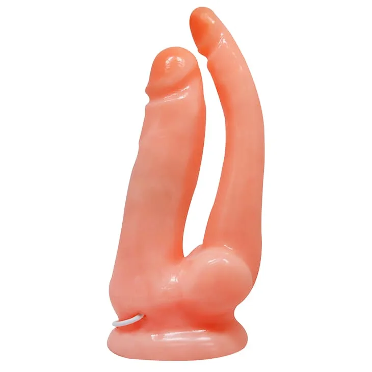 Silicone Double-Prong Male Masturbator Wall-Suction Toy — hình 5