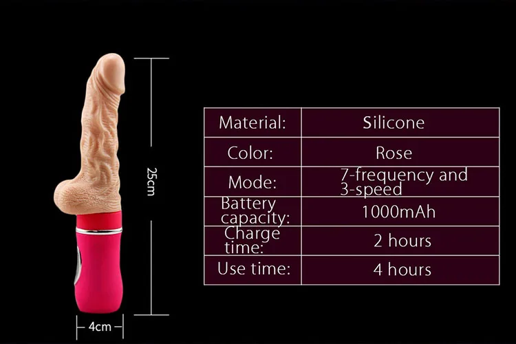 Heated Silicone Thrusting Vibrator Female Pleasure Toy — hình 6