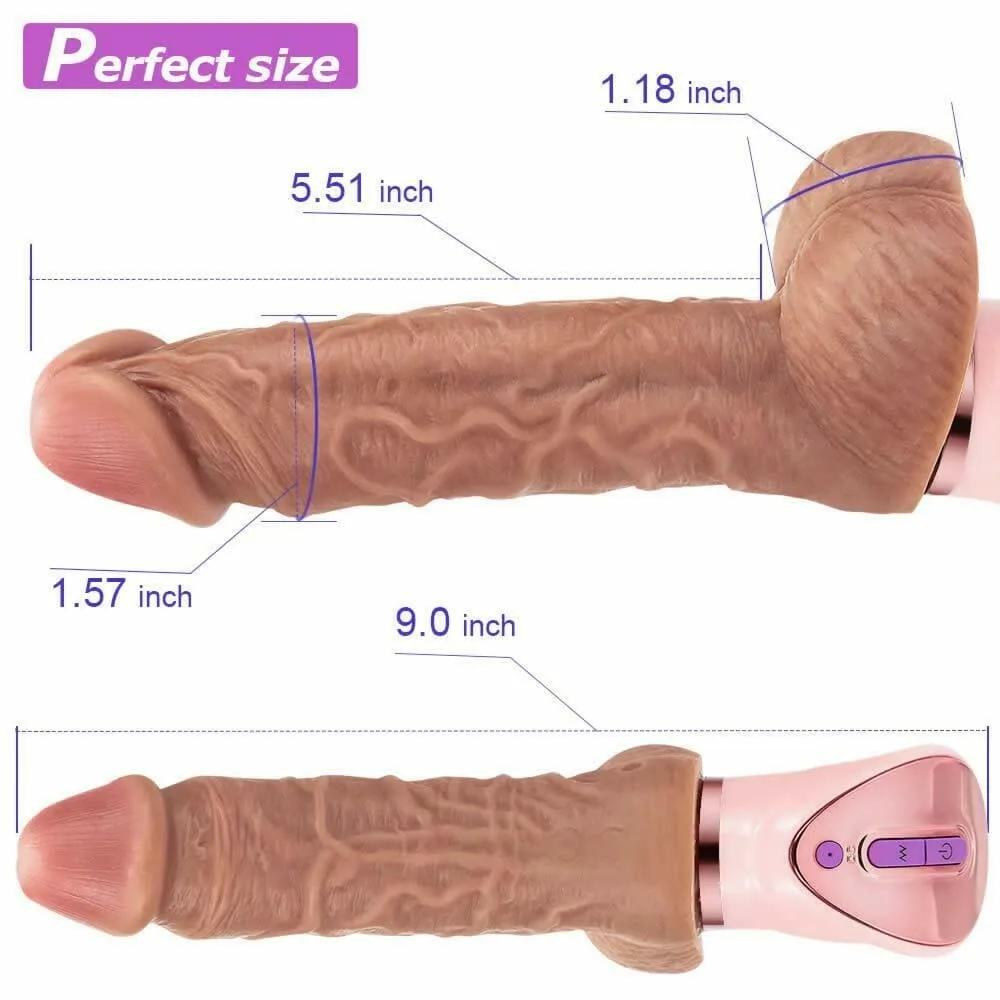 DV44Q Heated Soft Vibrating Silicone Realistic Dildo — The realistic shaft features a bold head and raised veins