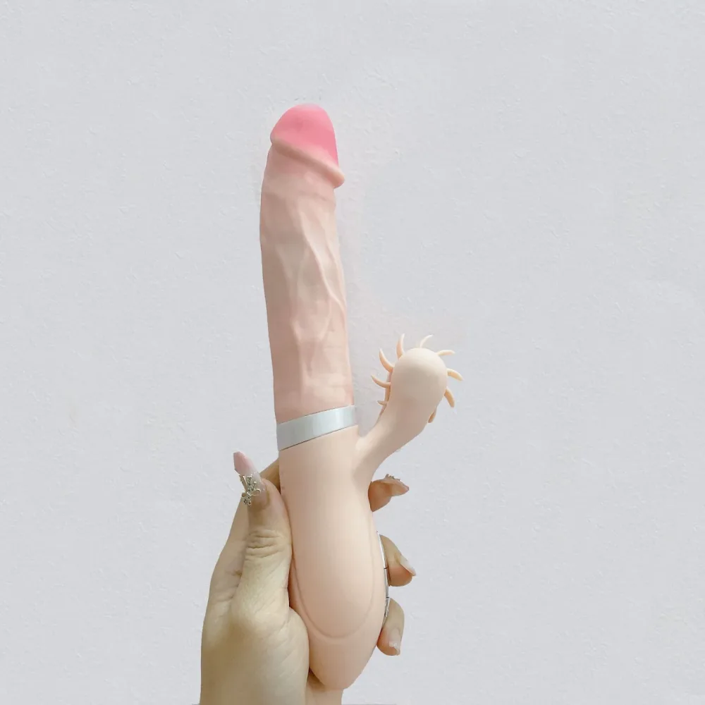 DV44S Premium Automatic Licking Thrusting Silicone Dildo — Its automatic thrusting action, adjustable in speed and
