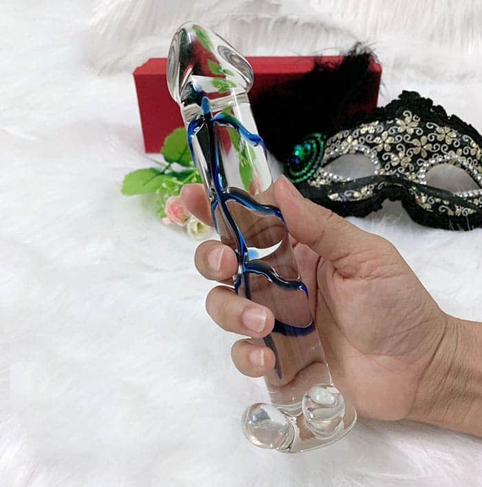 DV52A Glass Dildo Female Anal G-Spot Pleasure Massage Tool — hình 4