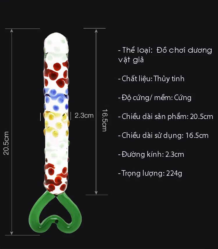 Colored Glass Vibrator for G-Spot Massage & Pleasure — hình 5