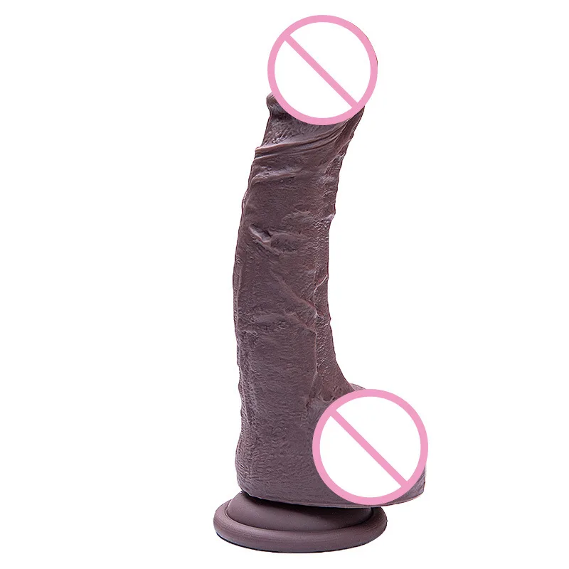 Large Curved Black Silicone Wall-Mount Dildo 20cm — Perfect for Intense Exploration